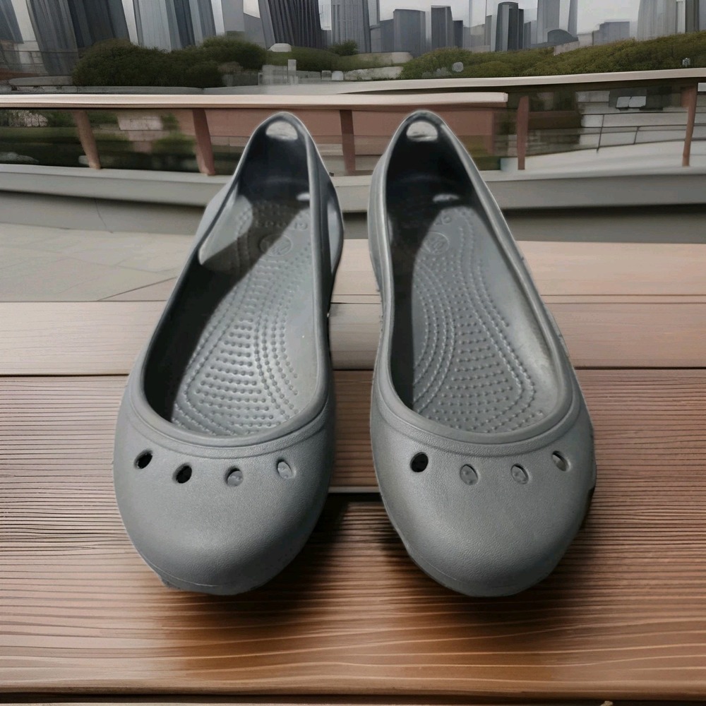 CROCS Prima Ballet Round Toe Slip On Gray Women's Shoes Sz 6